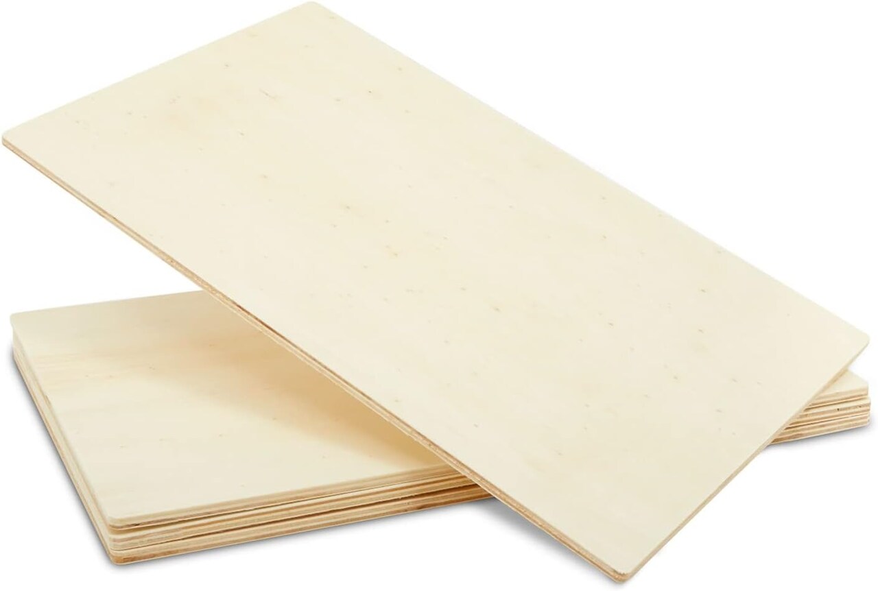 4 Pack Unfinished Plywood Rectangular Wood Slice, (15.5 x 9.8 x 0.2 in Wooden Board)